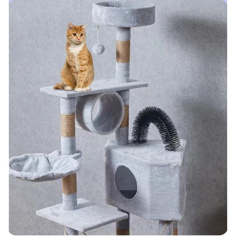 Cat Tree House with Scratching Posts Hammock