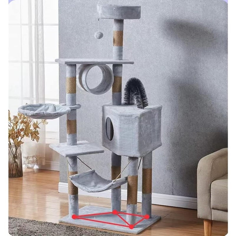 Cat Tree House with Scratching Posts Hammock