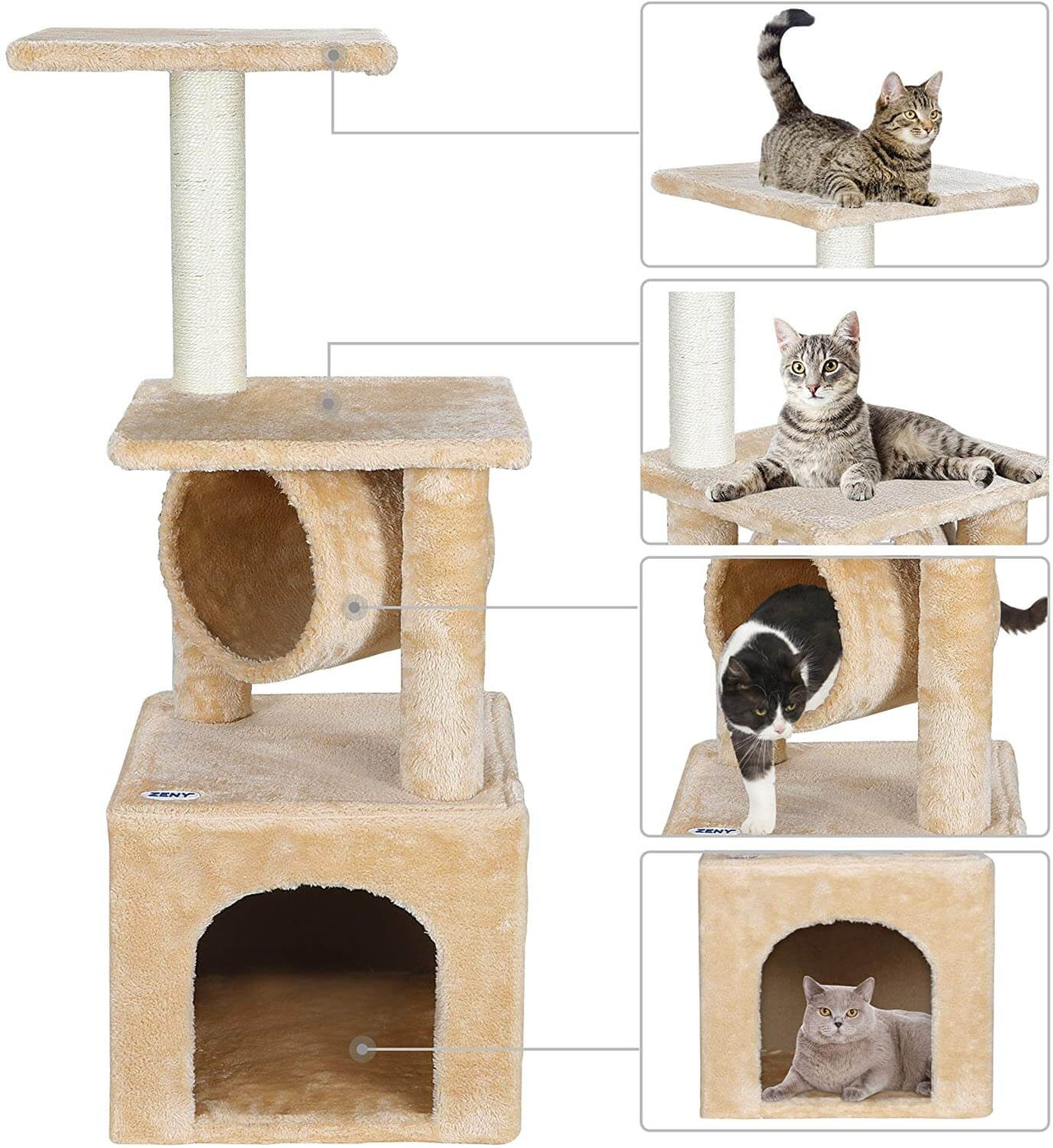 Cat Tree House Scratching Post Tree Play House 93cm