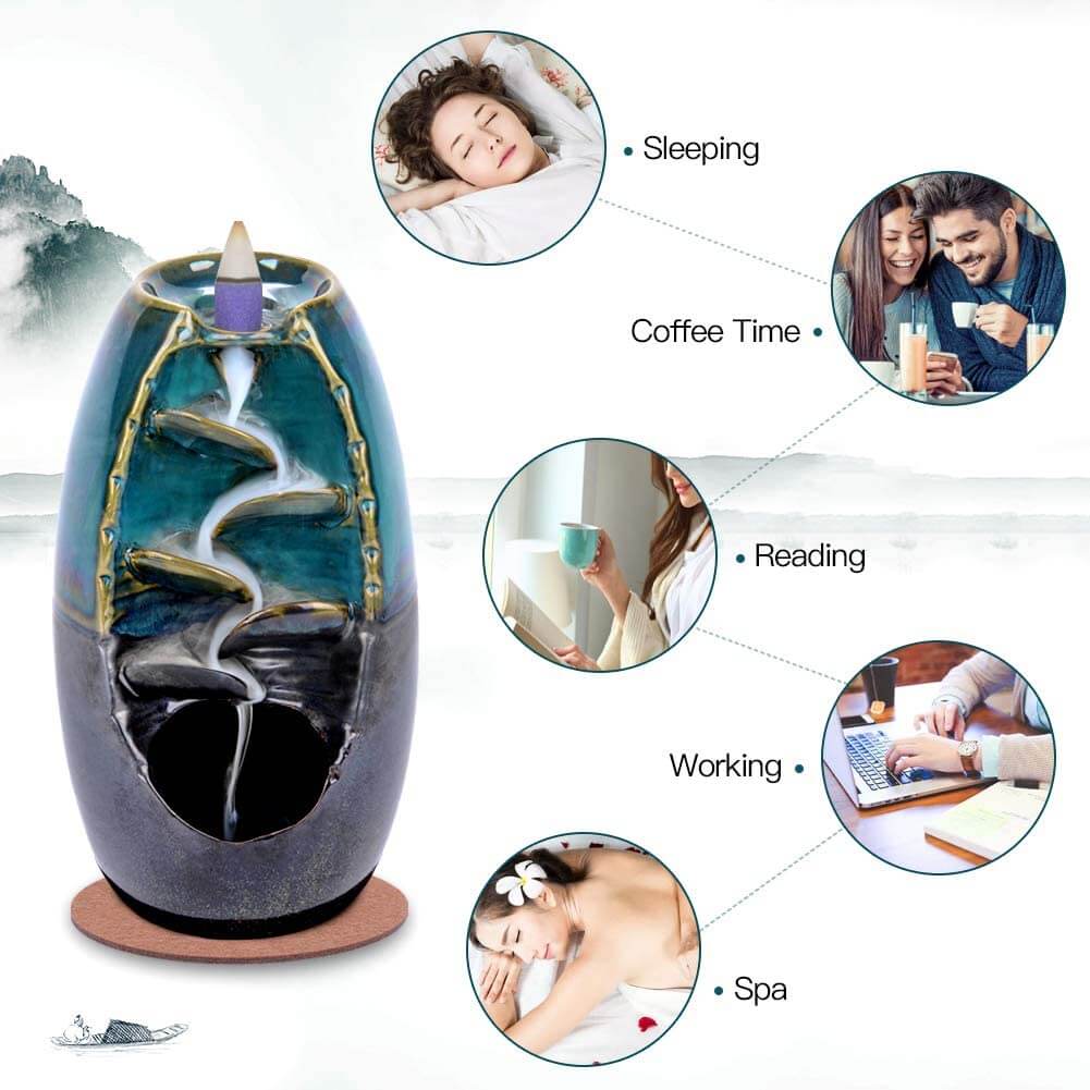 Backflow Incense Burner 120 Incense Cones + 30 Incense Stick