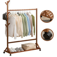 Thumbnail for Cloth Rack Garment Rack Bamboo Clothes stand with Coat Rack