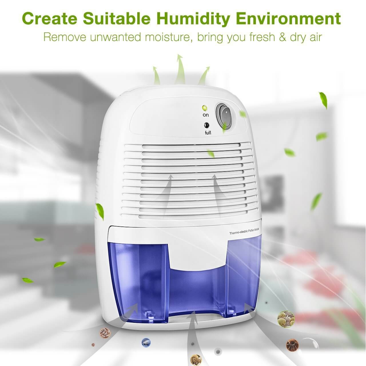 Dehumidifier Portable 500Ml Moisture Absorbing Air Dryer With Auto-Off Led Indicator Air Dehumidifier Purifier