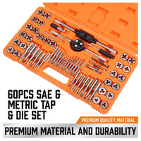 Thumbnail for 60pcs Tap and Die Set SAE Inch and Metric Sizes