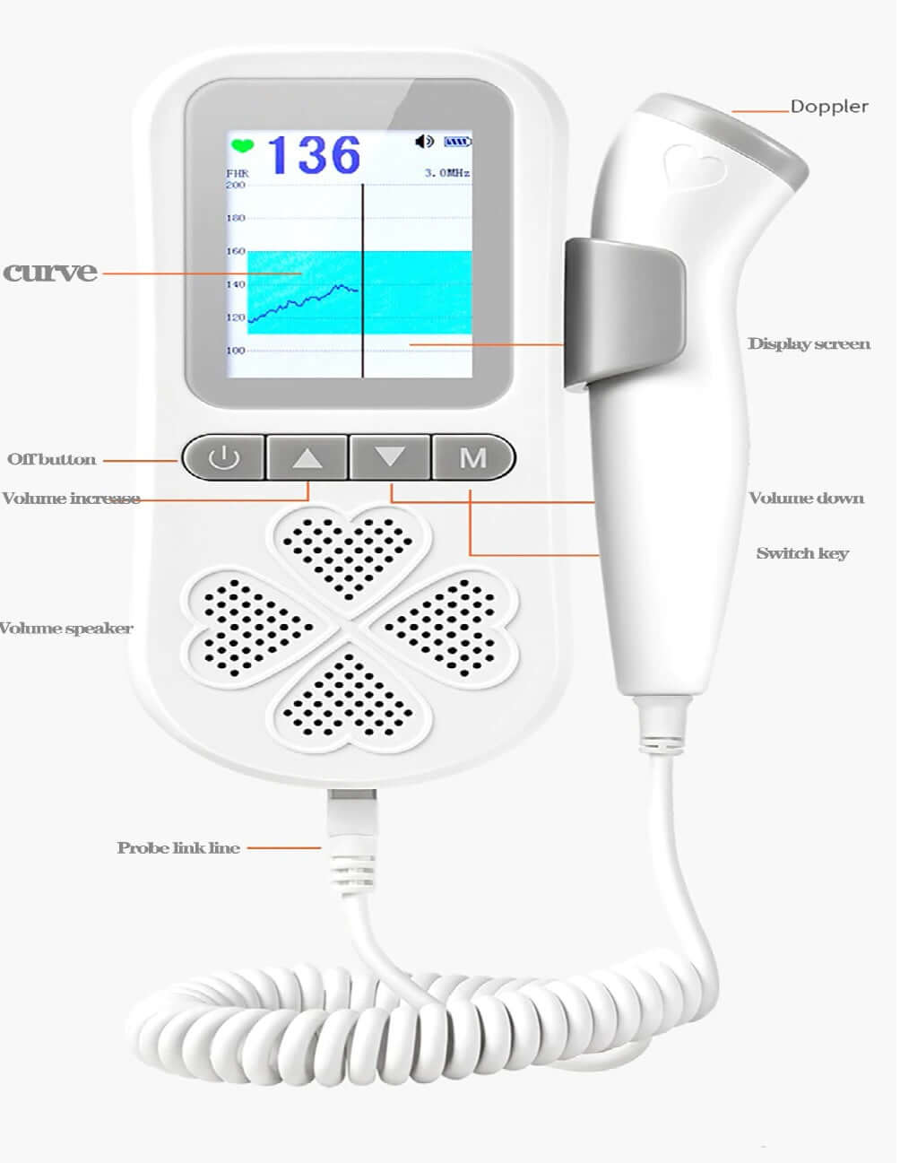 Dual Mode Medical Fetal Doppler Fetal 3.0Mhz Heart Rate Monitor - The Shopsite