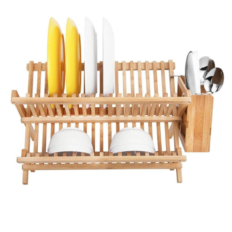 Bamboo Dish Rack with Utensil Holder