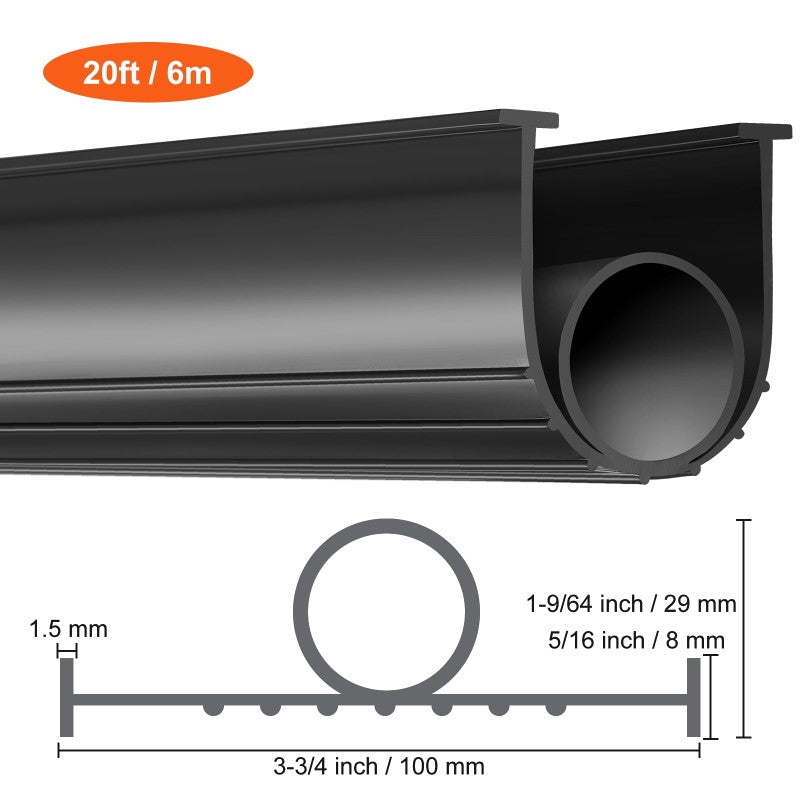 Universal Garage Door Seal, Garage Door Rubber Seal Strip Replacement 20ft