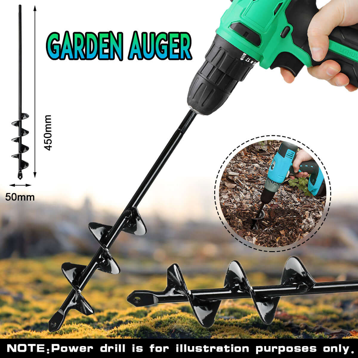 Garden Auger Post Hole Digger 450mm