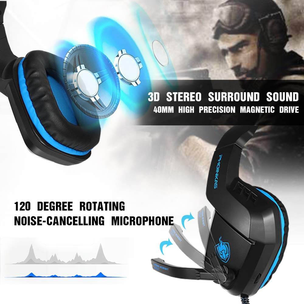 Gaming Headphones Headset for PC, Laptop, Mac, iPad