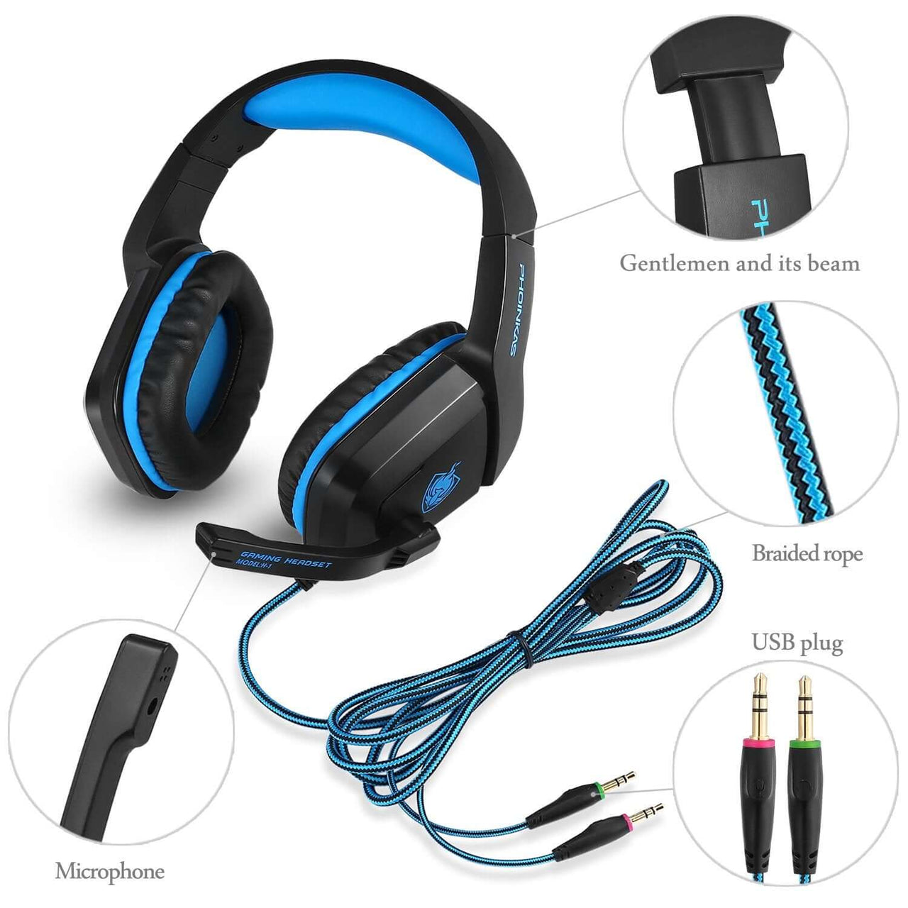 Gaming Headphones Headset for PC, Laptop, Mac, iPad