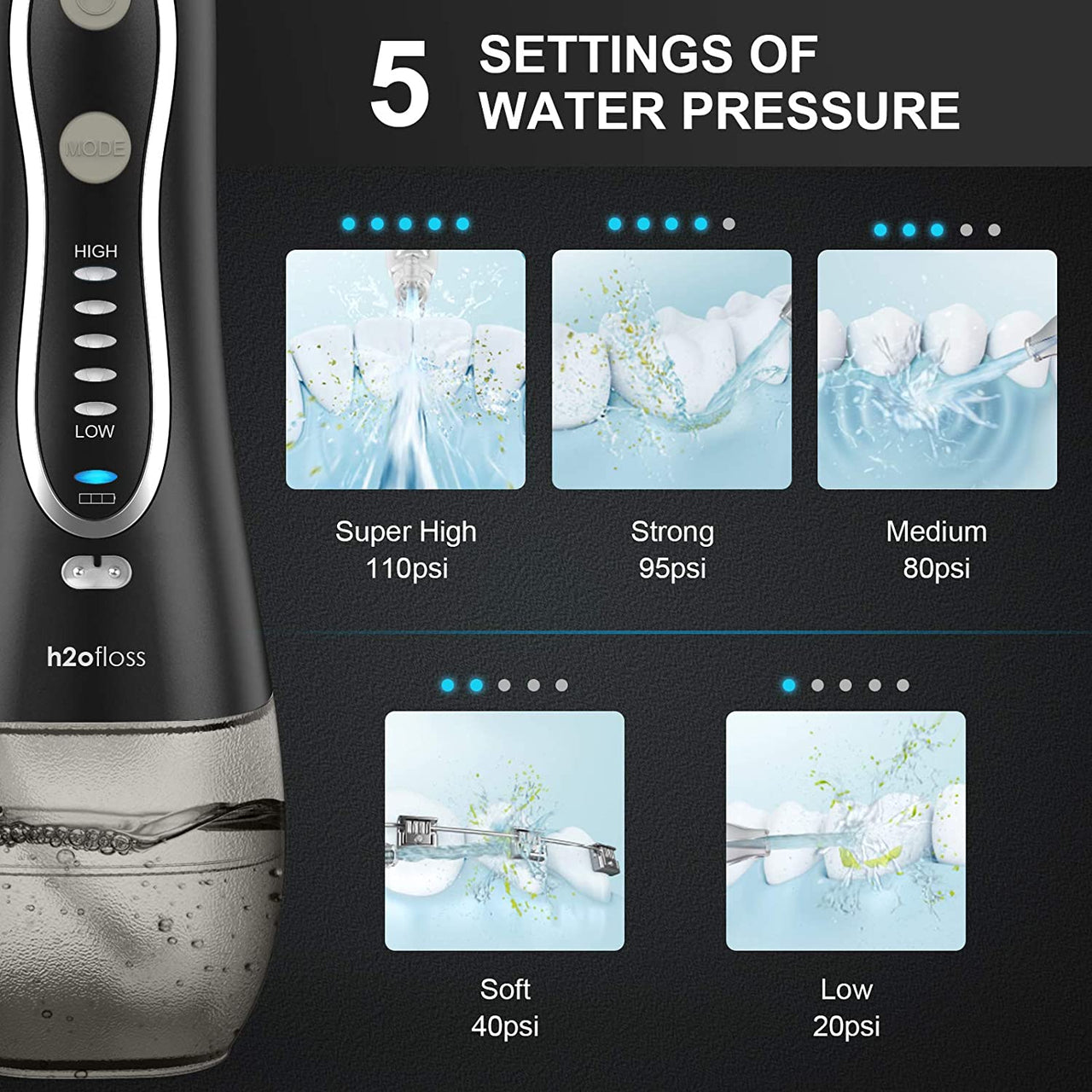 H2Ofloss Water Flosser Portable Dental Flosser