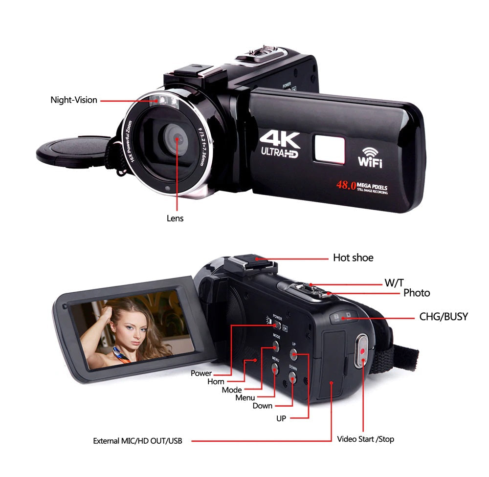 Digital Video Camera Full Kit 4K HD