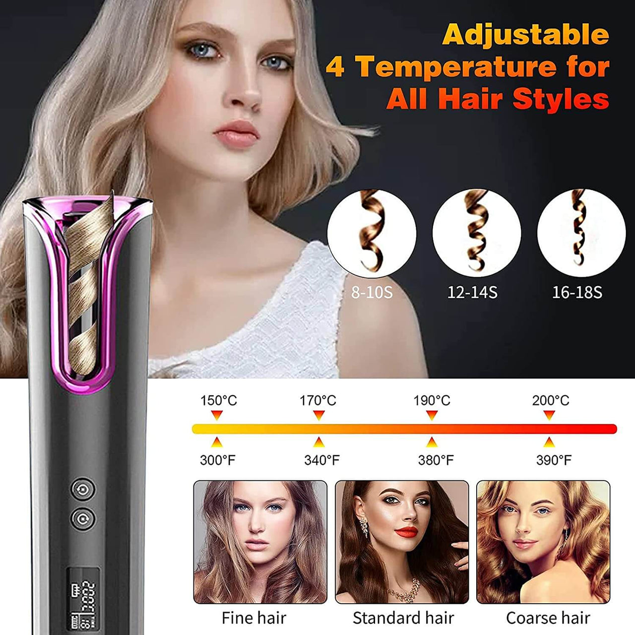 Cordless Auto Hair Curler USB Rechargeable