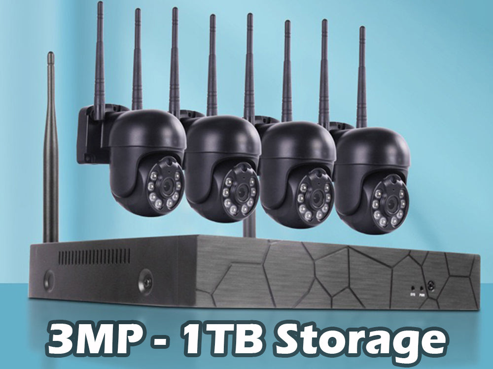 1080P 3MP PTZ Wireless Security Camera System