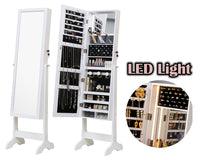 Thumbnail for Standing Jewellery Cabinet With Led Lights Mirror - White