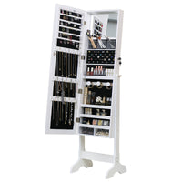 Thumbnail for Standing Jewellery Cabinet With Led Lights Mirror - White