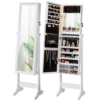 Thumbnail for Standing Jewellery Cabinet With Led Lights Mirror - White