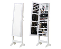 Thumbnail for Standing Jewellery Cabinet With Led Lights Mirror - White