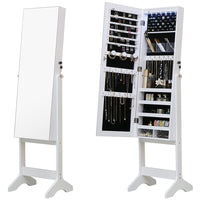 Thumbnail for Standing Jewellery Cabinet With Full Body Mirror - White