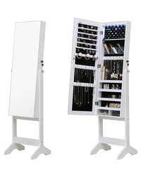 Thumbnail for Standing Jewellery Cabinet With Full Body Mirror - White