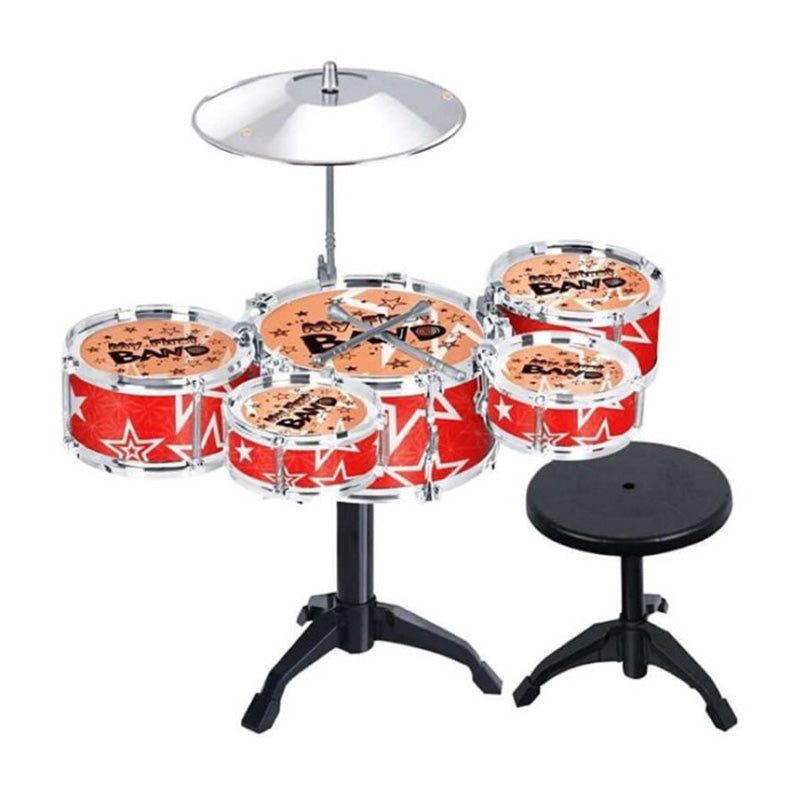 Jazz Rock Drum Set Kids Toys Drums Cymbal Stool Sticks Black