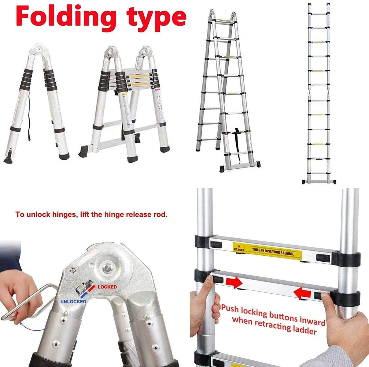 5m Multipurpose Telescopic Foldable Ladder