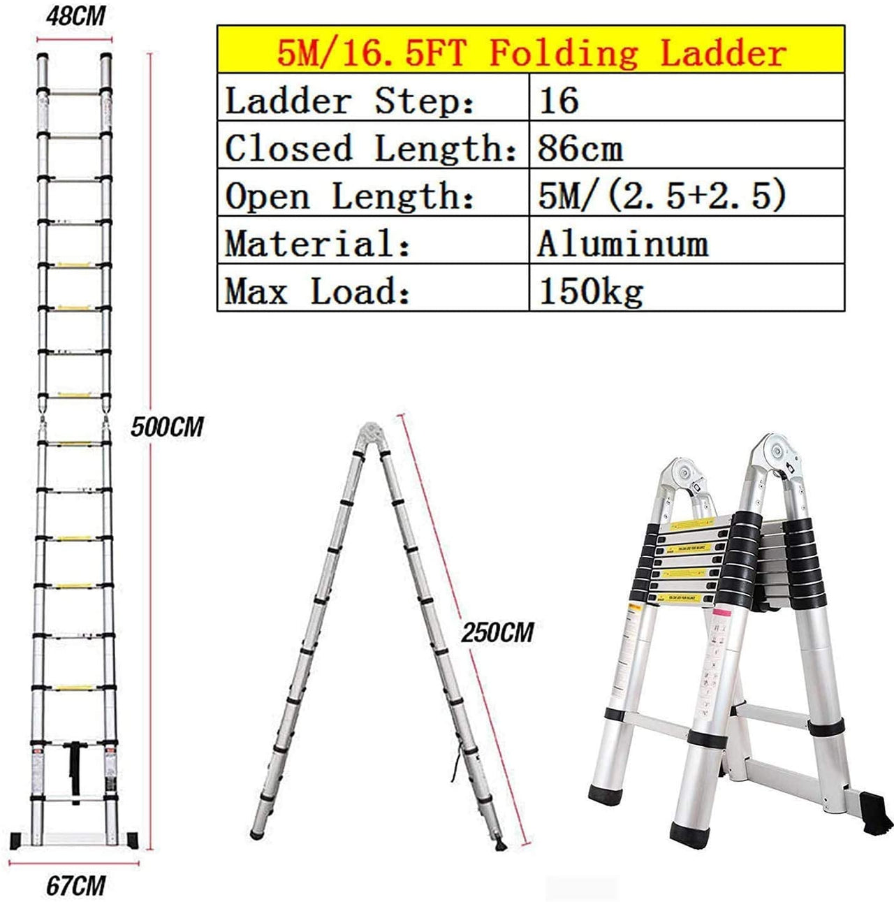 5m Multipurpose Telescopic Foldable Ladder