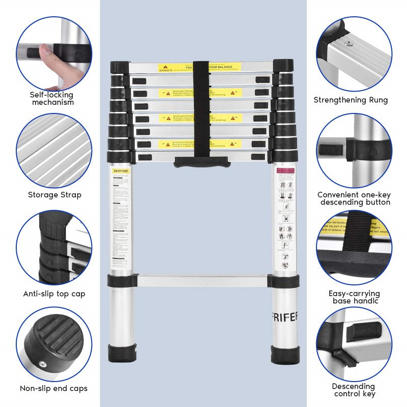 Telescopic Ladder 2.9m Aluminium Telescoping