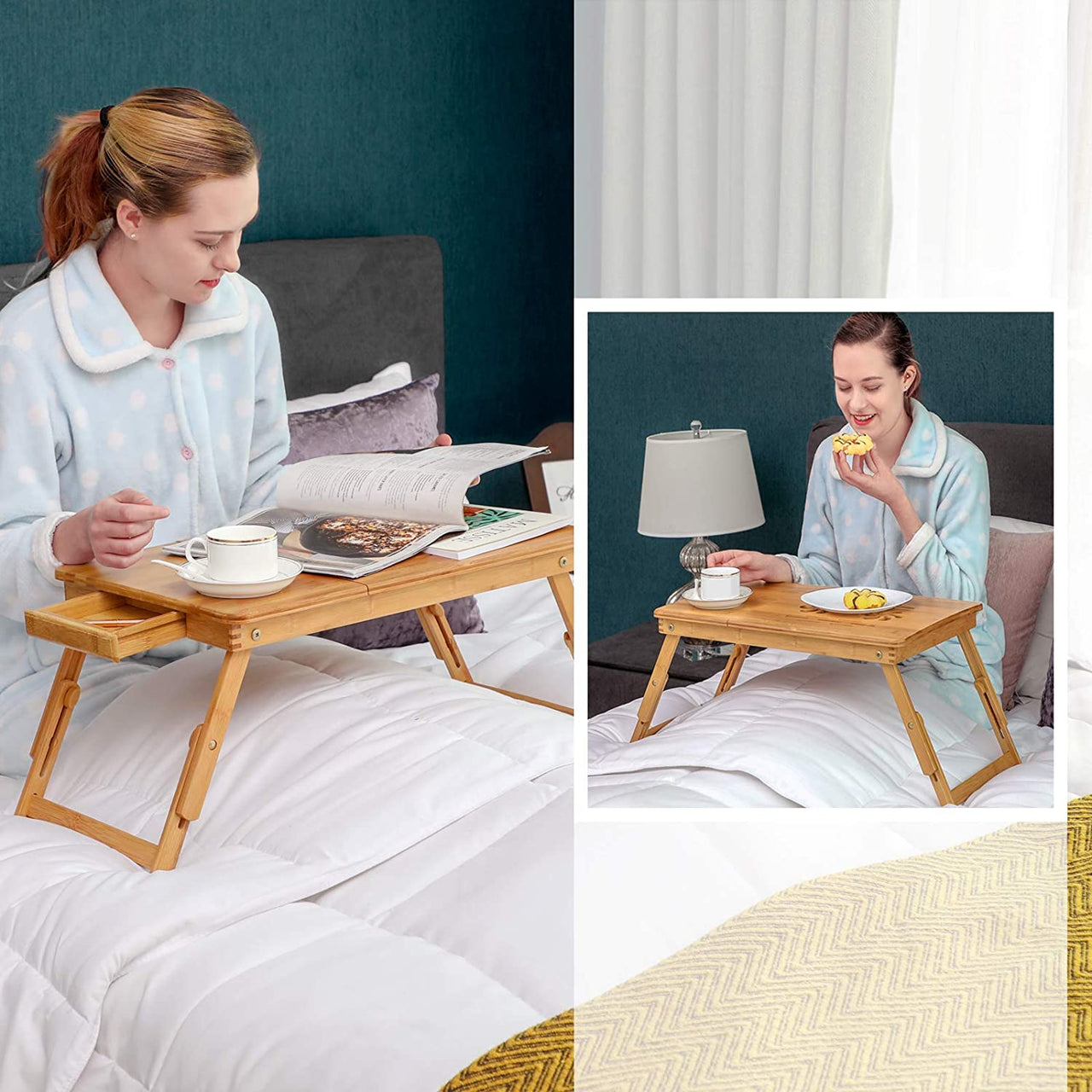 Laptop Stand Laptop Table Multi Function Bamboo Laptop Bed Desk Table Foldable Cooling Holder Tray Stand