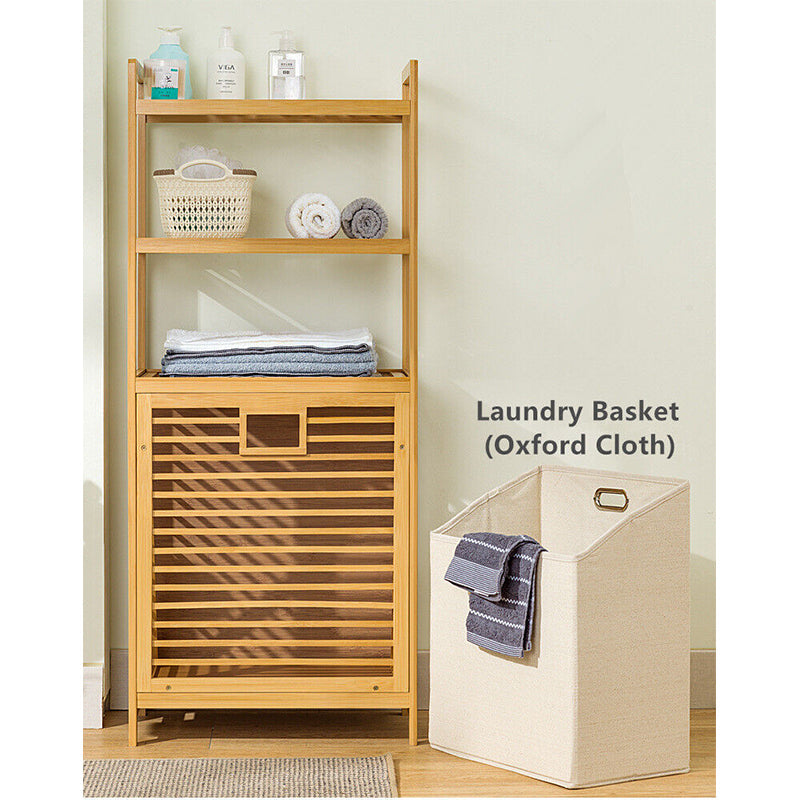 Bamboo Laundry Basket Rack with Shelf