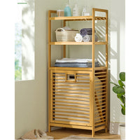 Thumbnail for Bamboo Laundry Basket Rack with Shelf