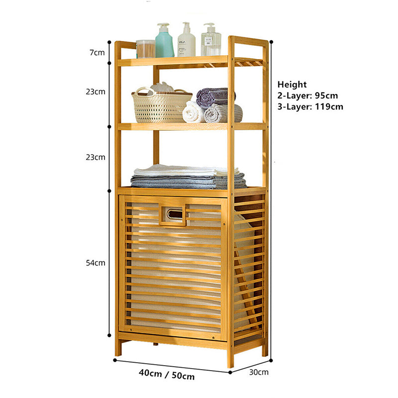 Bamboo Laundry Basket Rack with Shelf