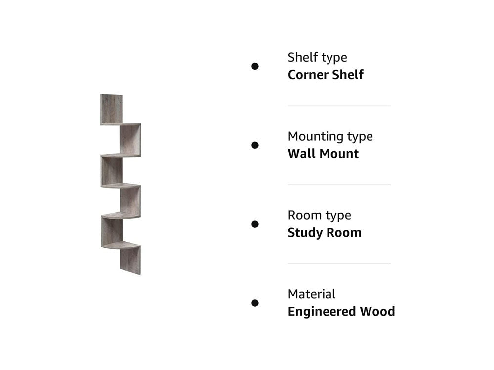 Corner Bookshelf by VASAGLE - Space-Saving Bookcase