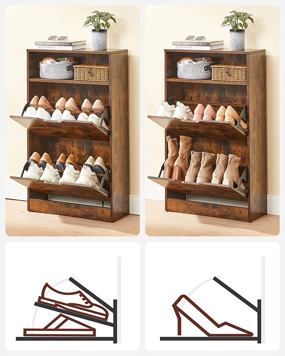 VASAGLE Shoe Cabinet Shoe Storage Organizer