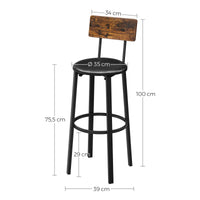 Thumbnail for Bar Stools Set of 2 Rustic Brown VASAGLE