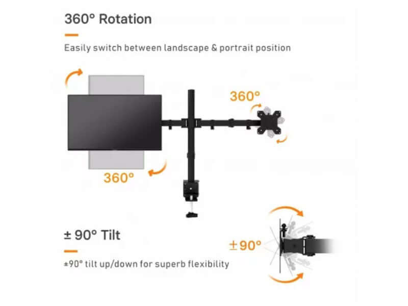 Dual Monitor Stand Bracket Mount 14"-24" Screens 360-degree Rotation