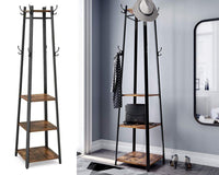 Thumbnail for Industrial Coat Rack/Stand with Hooks | VASAGLE 3-Shelf