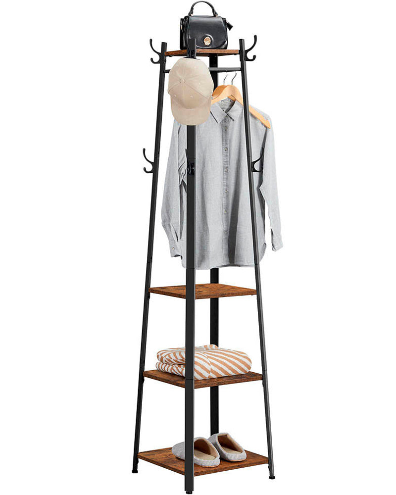 Industrial Coat Rack/Stand with Hooks | VASAGLE 3-Shelf