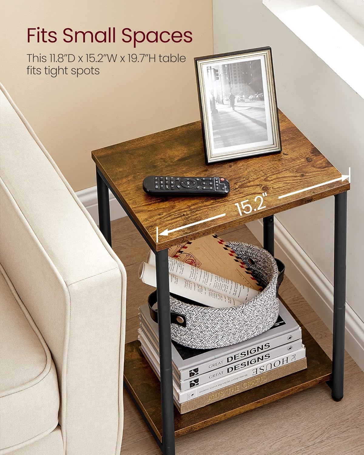 VASAGLE Bedside Table Side Table End Table