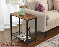 Thumbnail for VASAGLE Brown End Table with Mesh Shelf