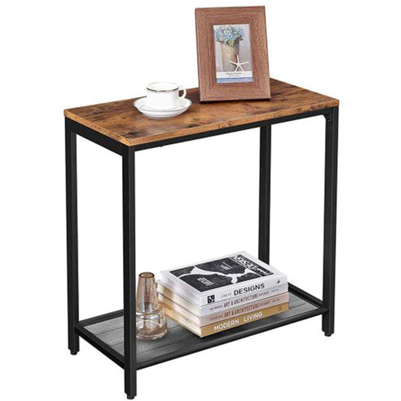 VASAGLE Brown End Table with Mesh Shelf