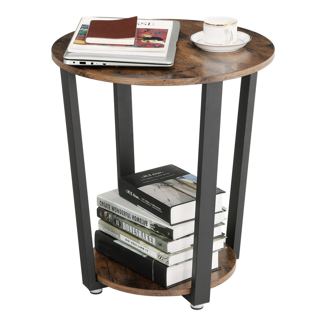 VASAGLE Side Table End Table Rustic Brown and Black