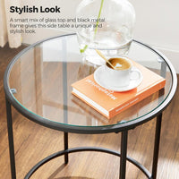 Thumbnail for Black Round Side Table by VASAGLE Bedside Table