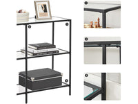 Thumbnail for VASAGLE Black Frame Glass Console Table with Shelves