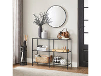 Thumbnail for VASAGLE Black Frame Glass Console Table with Shelves