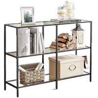 Thumbnail for VASAGLE Black Frame Glass Console Table with Shelves