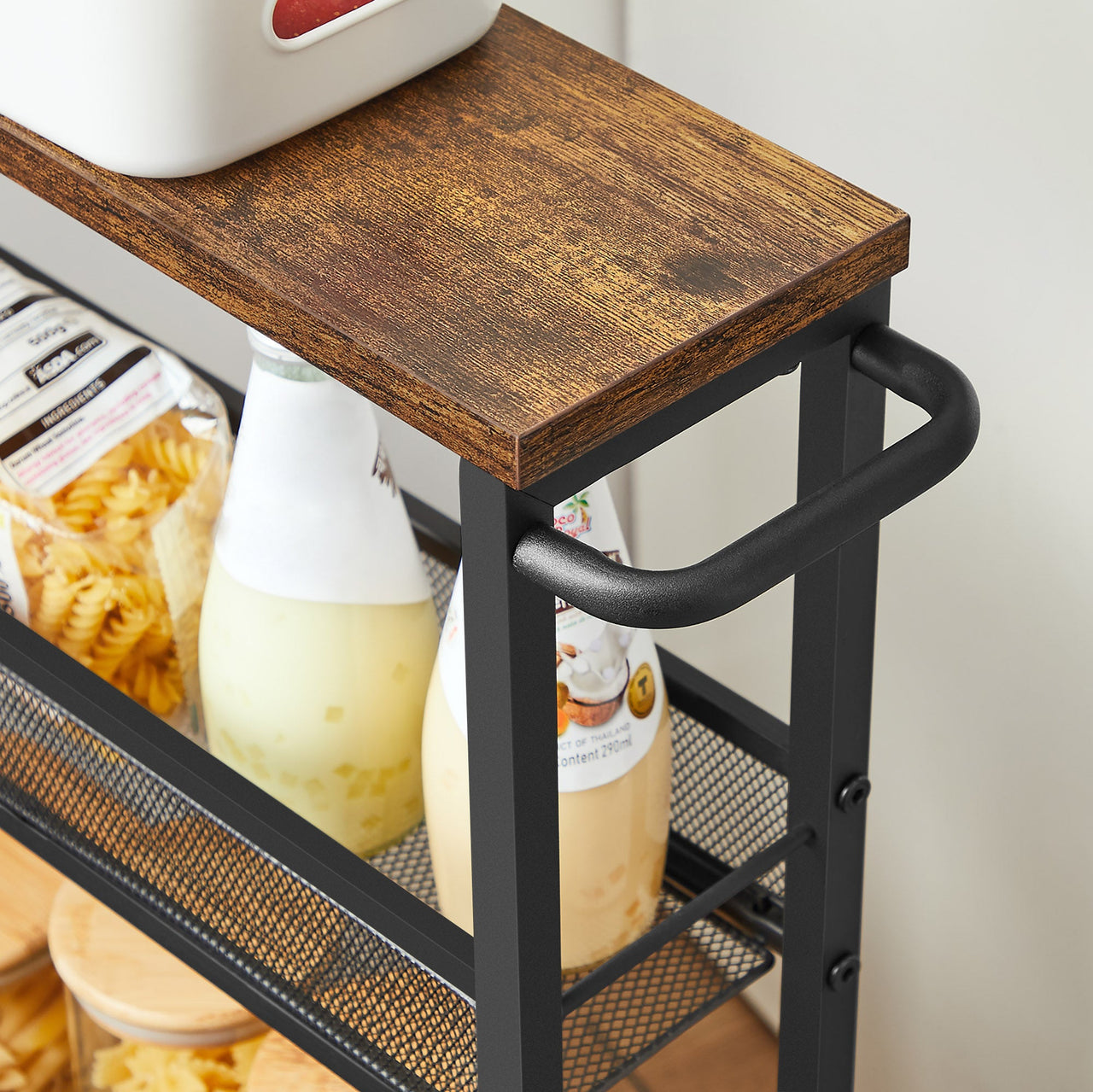 VASAGLE 3 Tiers Utility Rolling Cart Kitchen Trolley