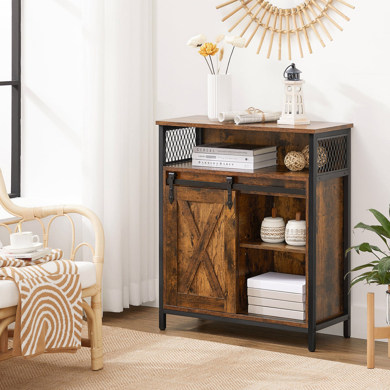 Vasagle Sliding Barn Door Storage Cabinet