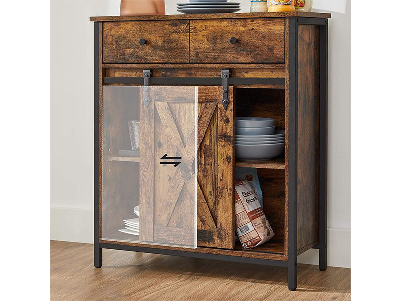 VASAGLE Sliding Barn Door Buffet Cabinet - Storage Sideboard