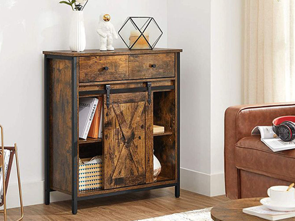 VASAGLE Sliding Barn Door Buffet Cabinet - Storage Sideboard