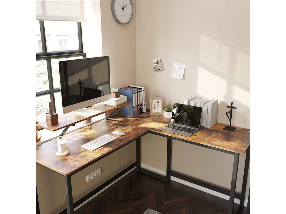 L-shaped Computer Desk with Monitor Stand